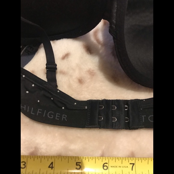Tommy Hilfiger 34C push up Balconette bra black with gray polkadots and lace - Picture 7 of 8